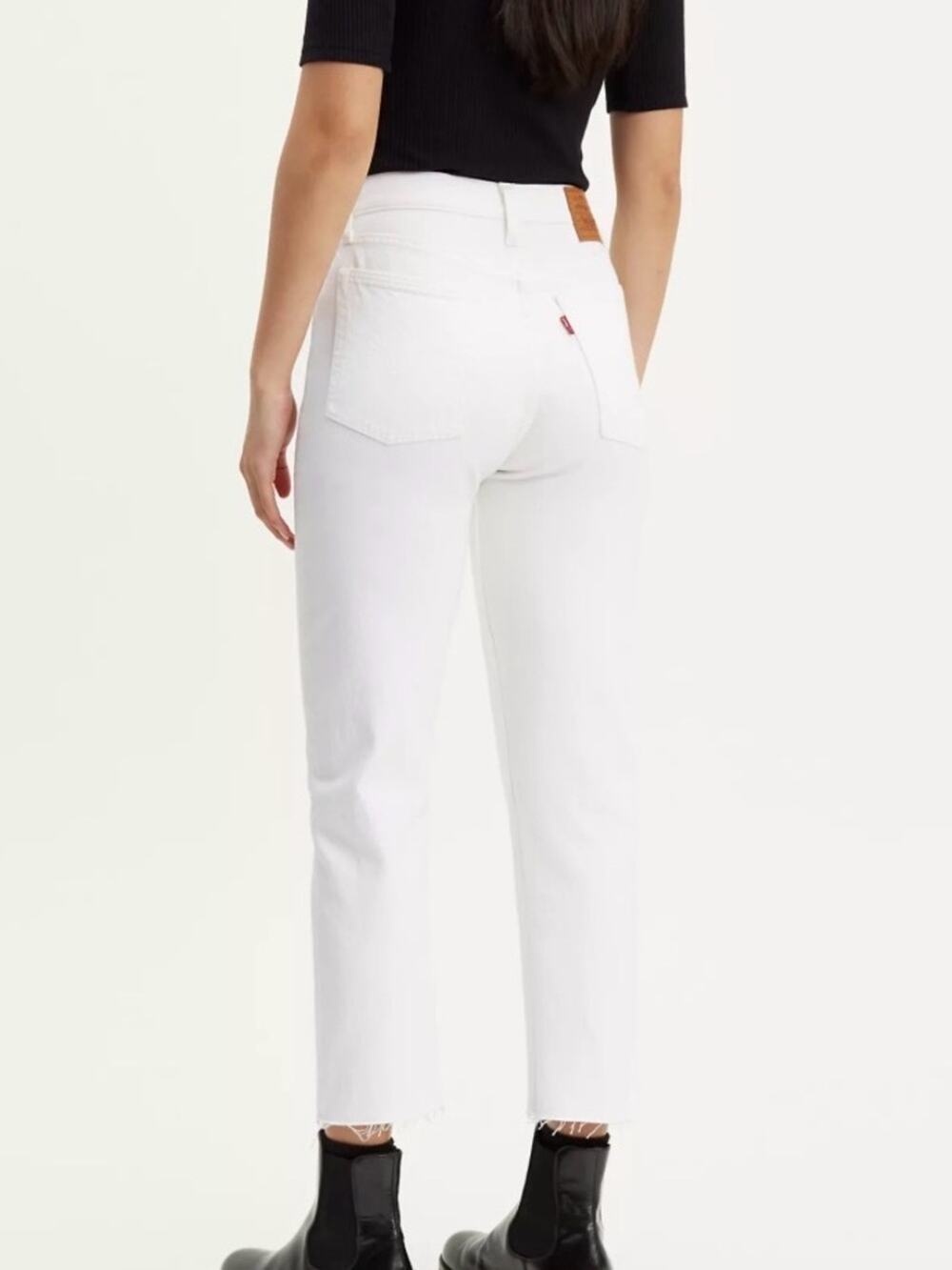 LEVI’S PREMIUM WHITE WEDGIE STRAIGHT BUTTONFLY DENIM JEANS 100% COTTON SZ 29x26